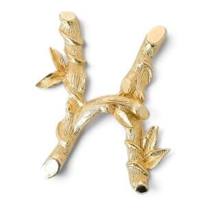 Vintage Sarah Coventry Initial Letter H Gold Tone Tree Branch Brooch Pin